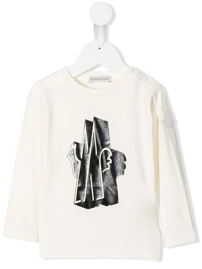 Moncler Babies' Logo Print Top In White