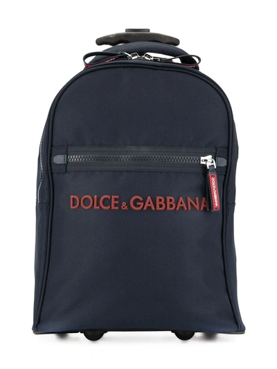 Dolce & Gabbana Kids' Cordura Trolley With Rubberized Logo In Blue