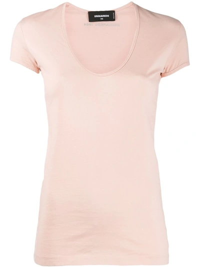 Dsquared2 Scoop Neck T-shirt In Pink