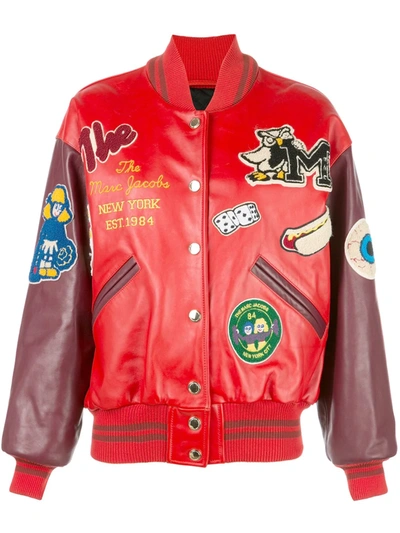 Marc Jacobs The Varsity Patchwork Jacket In Red
