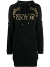 Versace Jeans Couture Baroque Longline Hoodie In Black