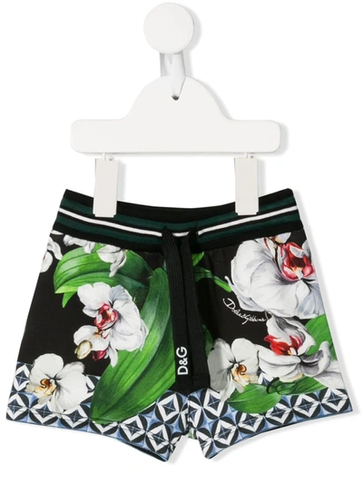 Dolce & Gabbana Babies' Shorts Mit Blumen-print In Black