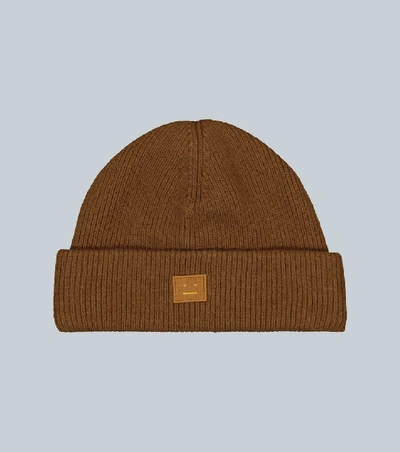 Acne Studios Pansy N Face Wool-blend Beanie In Brown ModeSens
