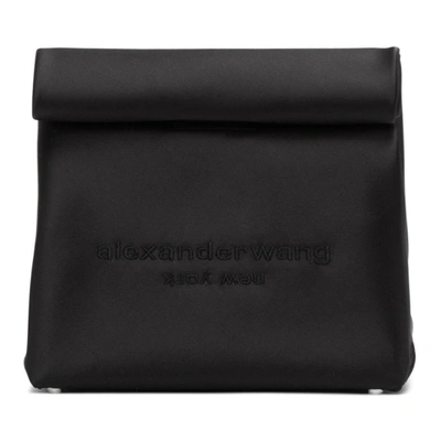 Alexander Wang Lunch Bag Embroidered Satin Clutch In Black