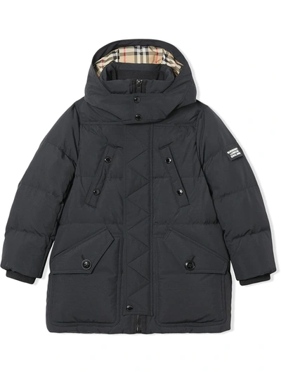 Burberry Kids' Detachable Hood Down-filled Puffer Coat In Black