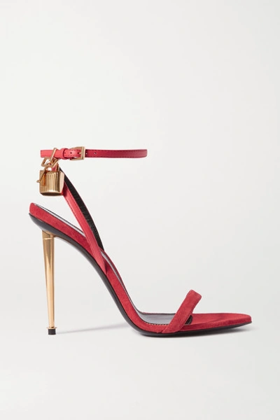 Tom Ford Padlock Embellished Leather Sandals In Bright Pink
