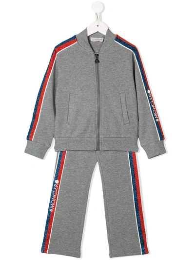 Moncler Kids' Logo Stretch-cotton Tracksuit In Grey | ModeSens