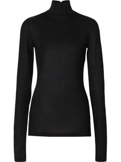 Burberry Cashmere And Silk-blend Turtleneck Sweater In Black