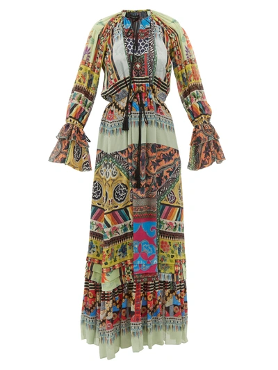 Etro Tie-detailed Printed Silk-crepon Maxi Dress In Multicolor