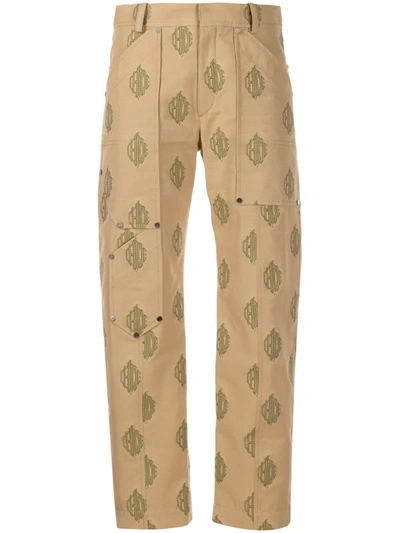 Chloé Embroidered Cotton-gabardine Cargo Pants In Sand