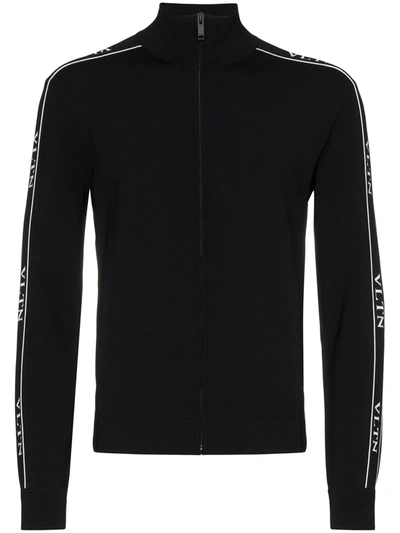 Valentino Logo-print Zipped Track Sweatshirt In Black