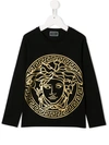 Young Versace Teen Medusa Print T-shirt In Black