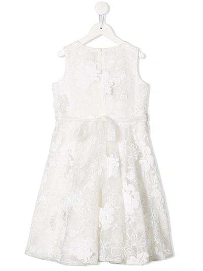 Aletta Kids' Floral Lace Pattern Dress In White