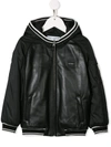 Dolce & Gabbana Kids' Hooded Bomber Jacket In Black