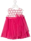 Aletta Babies' Floral Patterned Tulle Dress In Pink