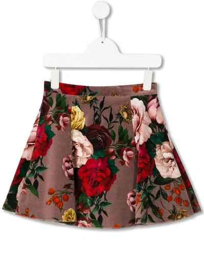 Dolce & Gabbana Kids' Floral Print Skirt In Pink