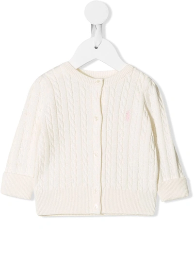 Ralph Lauren Babies' Cable Knit Cardigan In White
