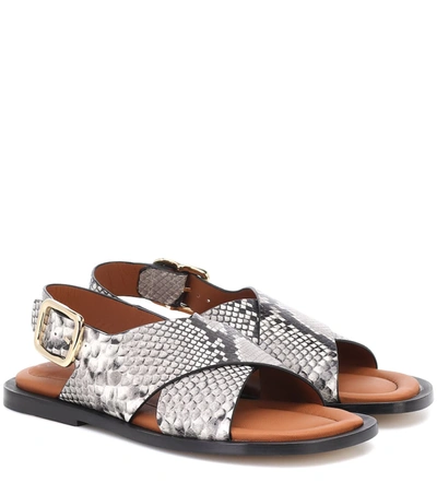 Joseph Snake-effect Leather Sandals In Grey