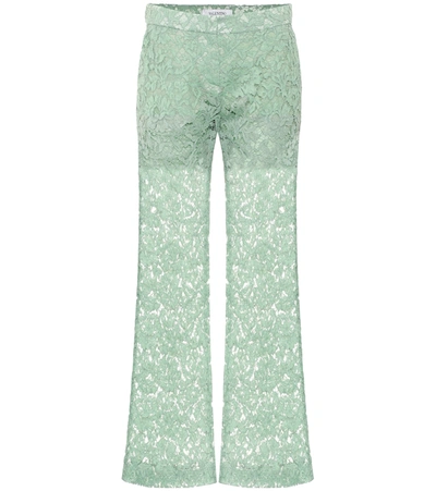 Valentino Cotton-blend Lace Pants In Green