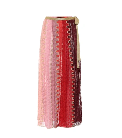 Missoni Striped Wrap Maxi Skirt In Pink