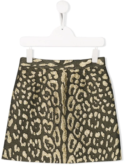 Dolce & Gabbana Kids' Leopard Print Mini Skirt In Black