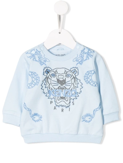 Kenzo Babies' Embroidered Logo Jumper In Azzurro