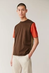 Cos Bonded Cotton T-shirt In Brown