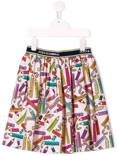 Dolce & Gabbana Kids' Pencil Print Skirt In Pink