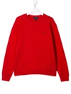Ralph Lauren Teen Embroidered Logo Sweatshirt In Red