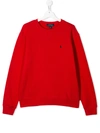 Polo Ralph Lauren Teen Embroidered Logo Sweatshirt In Red