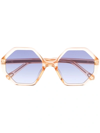 Chloé Kids' Willow Hexagonal-frame Sunglasses In Gold