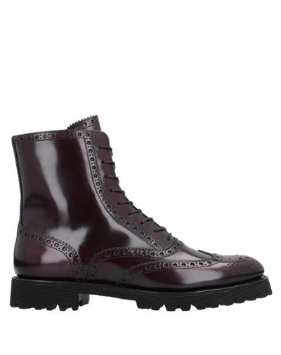Church's Leather Ankle Boots In Maroon