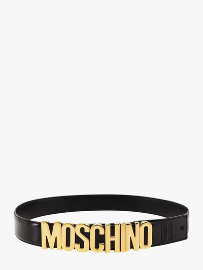 Moschino Leather Belt With Logo In Black