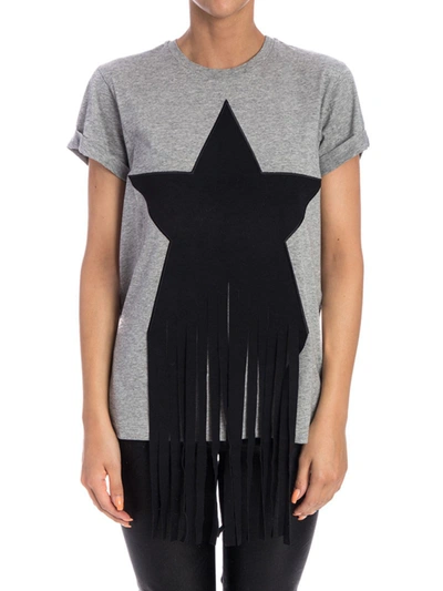 Stella Mccartney Fringed Star Patch T-shirt In Grey