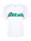 Alberta Ferretti Alitalia Patches Cotton Jersey T-shirt In White