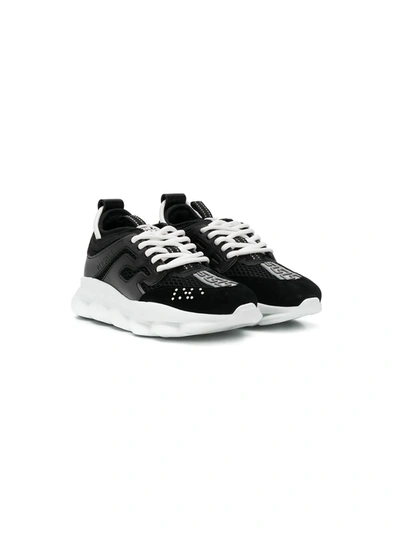 Young Versace Kids' Reaction Sneakers In Black