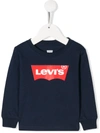 Levi's Babies' Logo-print Crew-neck Sweatshirt In Blue