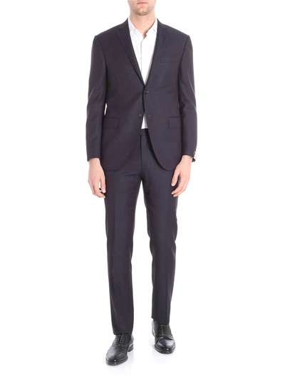 Corneliani Academy Black And Blue Two Button Suit