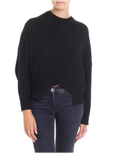 Valentino Black Boxy Sweater With Asymmetric Hem