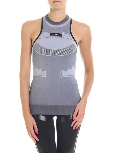 Adidas By Stella Mccartney Black And White Top With Mesh Insert In Grey