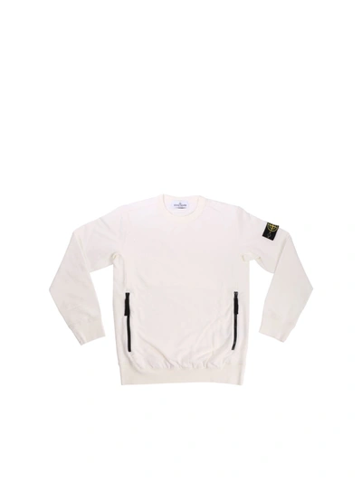 Stone Island Junior Kids' White Sweatshirt With Logo On The Sleeve