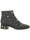 See By Chloé Napa Studded Zip Booties, Black
