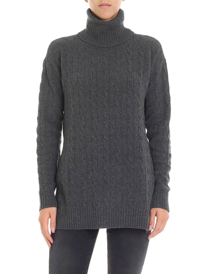 Polo Ralph Lauren Anthracite Color Flared Turtleneck In Grey