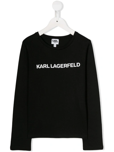 Karl Lagerfeld Kids' Printed Logo Sweatshirt In Black