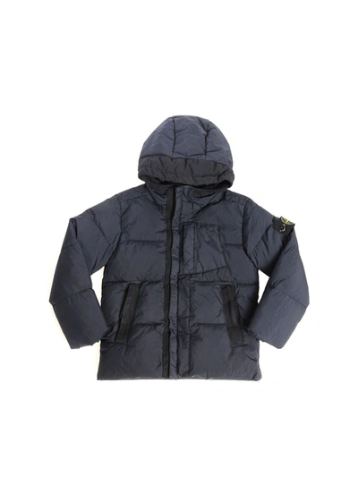 Stone Island Junior Kids' Blue Quilted Down Jacket With Logo