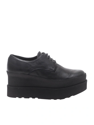 Paloma Barceló Black Leather Wedge Derby Shoes