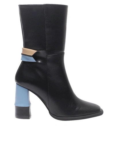 Paloma Barceló Black, Light Blue And Beige Boots