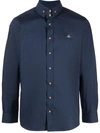 Vivienne Westwood Double Button Orb Logo Shirt Colour: Navy In Blue