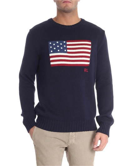 Polo Ralph Lauren Blue Pullover With Rl Flag Embroidery