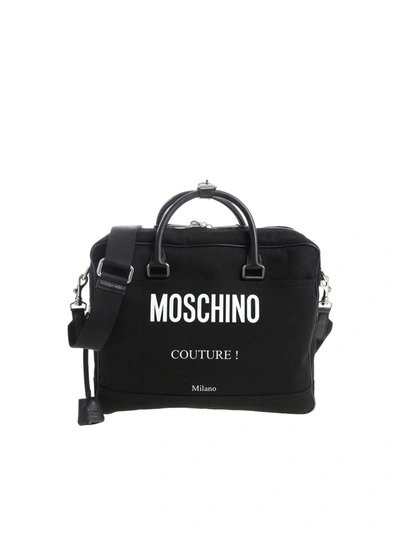 Moschino Black Fabric Handbag With Padlock
